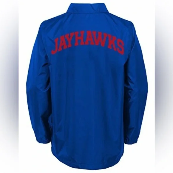 NWT [Gen2] Kansas Jayhawks NCAA Blue Bravo Buttoned “Coaches” Jacket Youth XL/18 - Picture 3 of 6